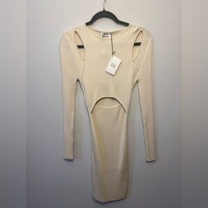 Wolford Cream Long Sleeve Cut-Out Dress